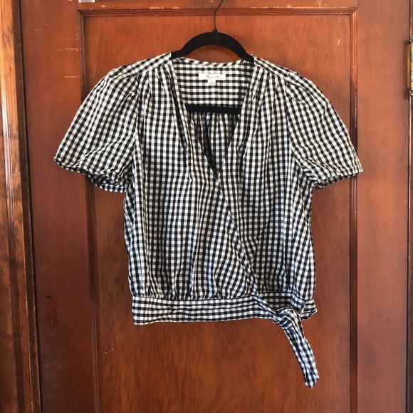 Short-Sleeve Wrap Top in Gingham Check Madewell - Picture 3 of 5